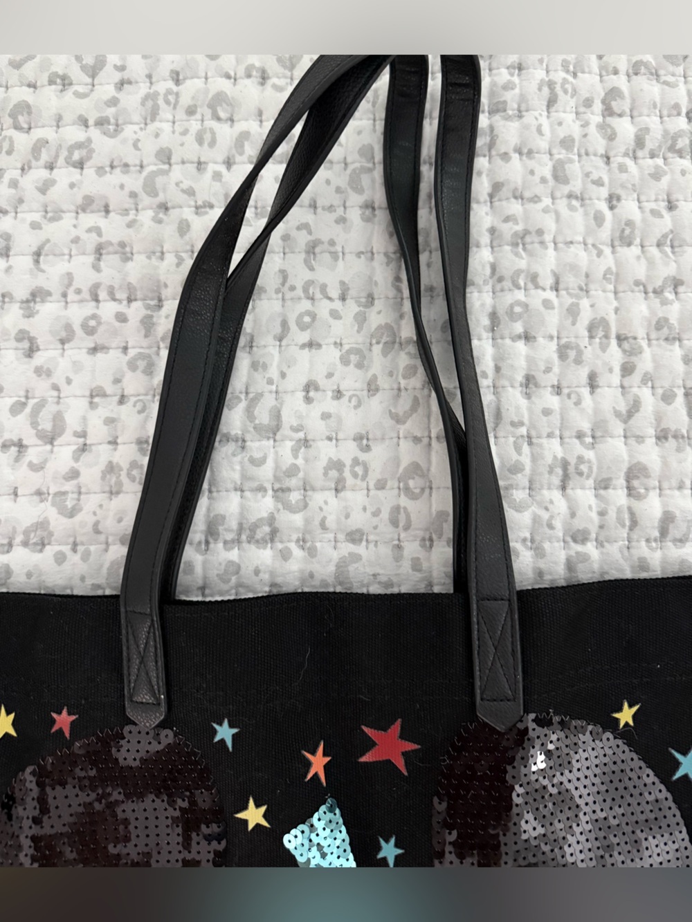 Disney Black Tote with Orange Sequin Pumpkin Mickey and Teal Stem - Picture 2 of 4